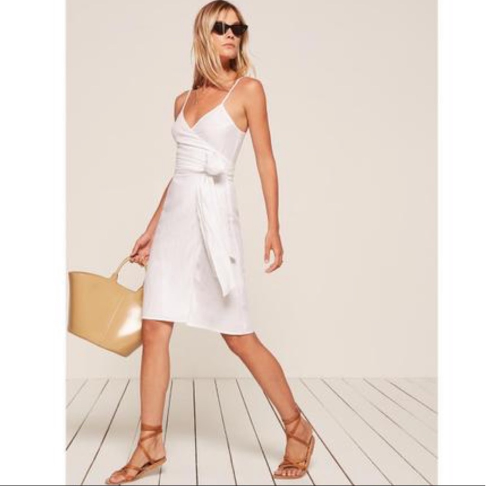Reformation White Wrap Dress